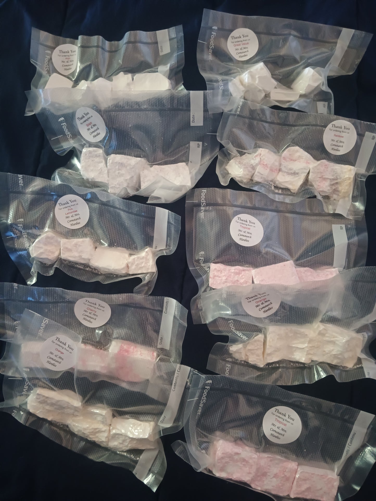 10 mini Samples- Argo, Cherry, Grape,Great Value, 2 Orange, Pink Lemonade,2 Tropical, Rainbow